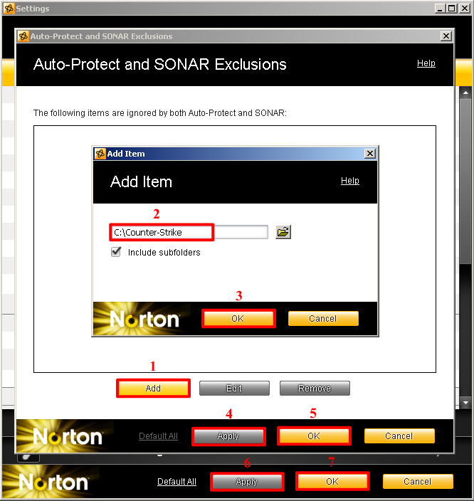 Norton Antivirus Auto-Protect Exclusions