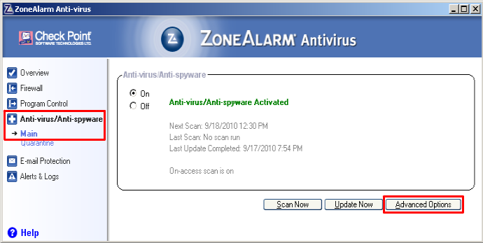 ZoneAlarm Anti-virus
