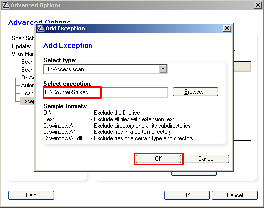 ZoneAlarm Anti-virus Add Exception